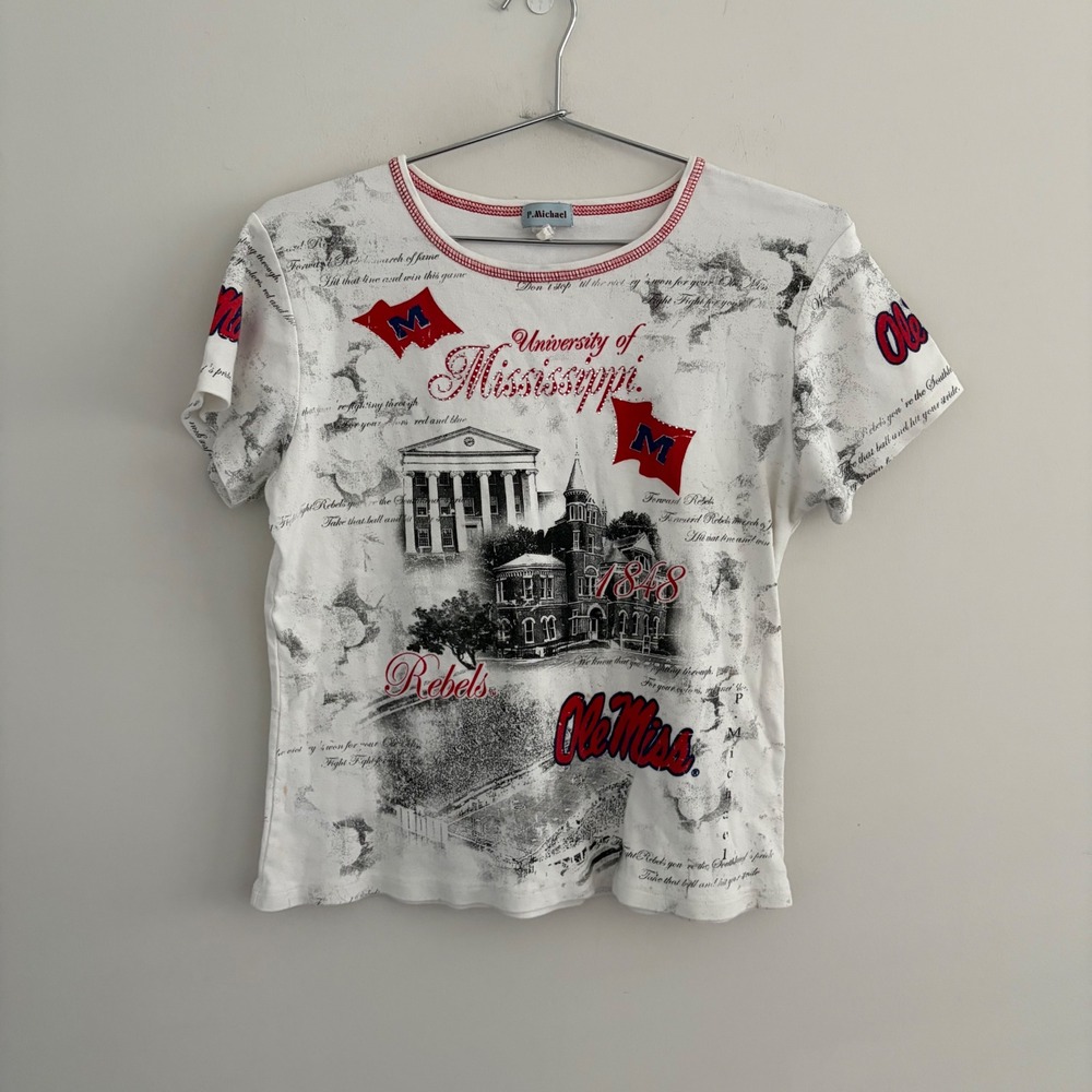 P.Michael Ole Miss Rebels University of Mississippi Graphic T-Shirt White